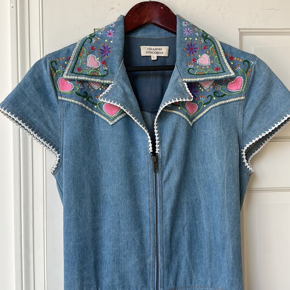 Chasing Unicorns Blue Jumpsuit with Pink and Green Accents - Picture 2 of 9